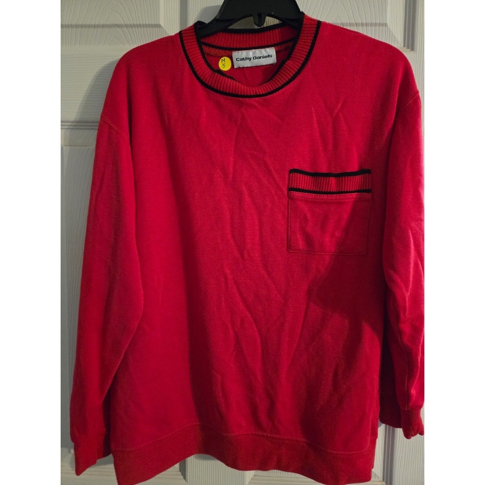 Vintage Cathy Daniels Women's Cozy Fleece Sweater Sweatshirt Sz Medium RED